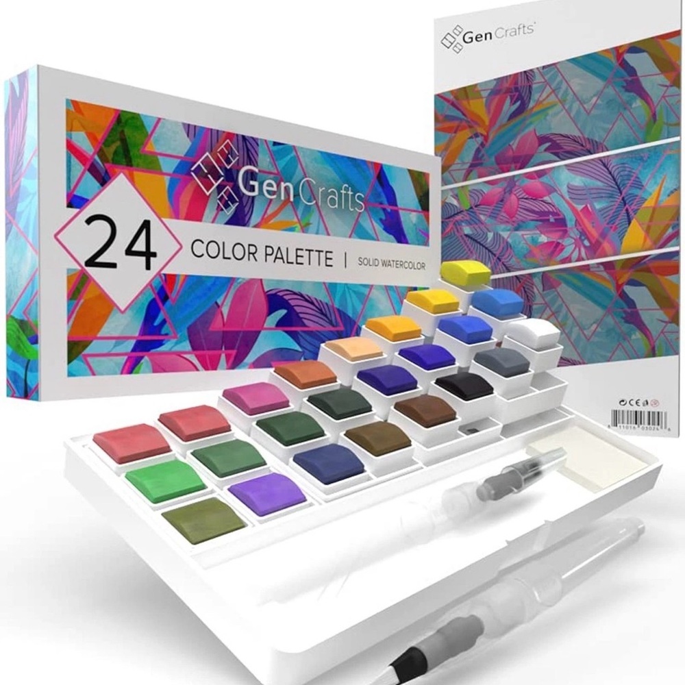 GenCrafts 24 Color Watercolor Palette